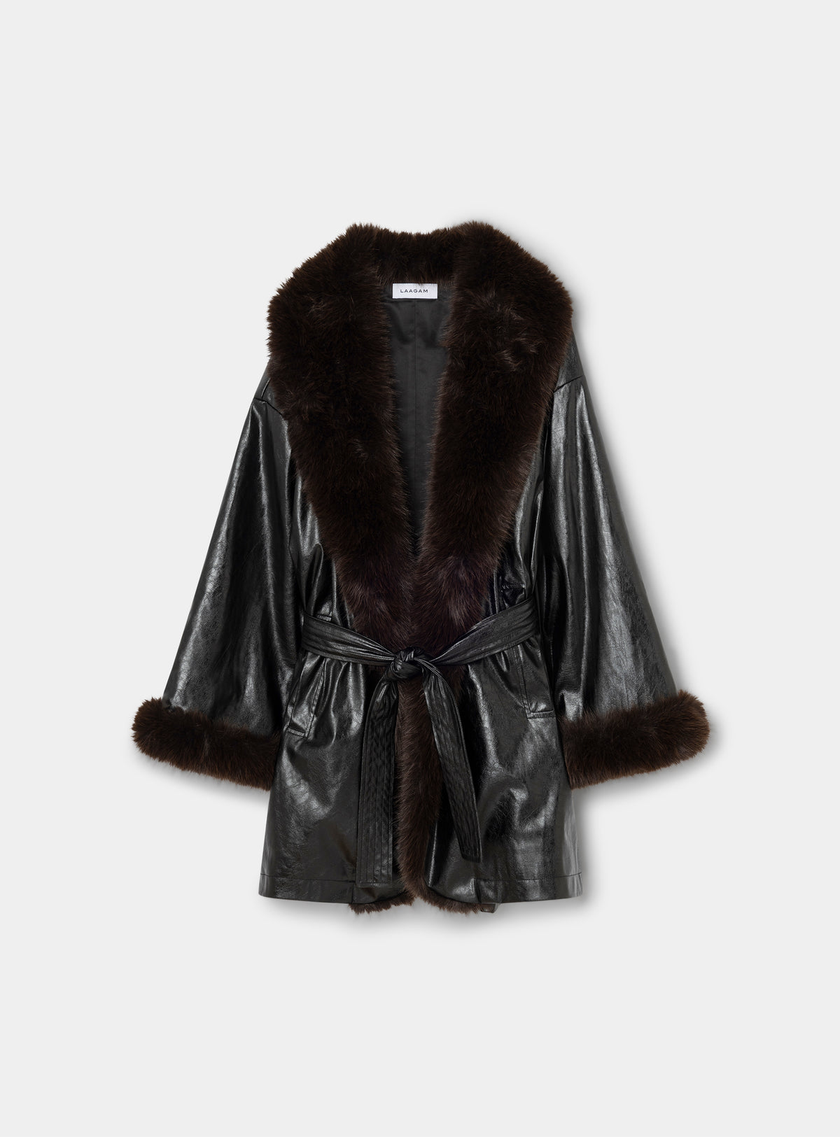 Oriane Black Short Coat by LAAGAM on a plain background