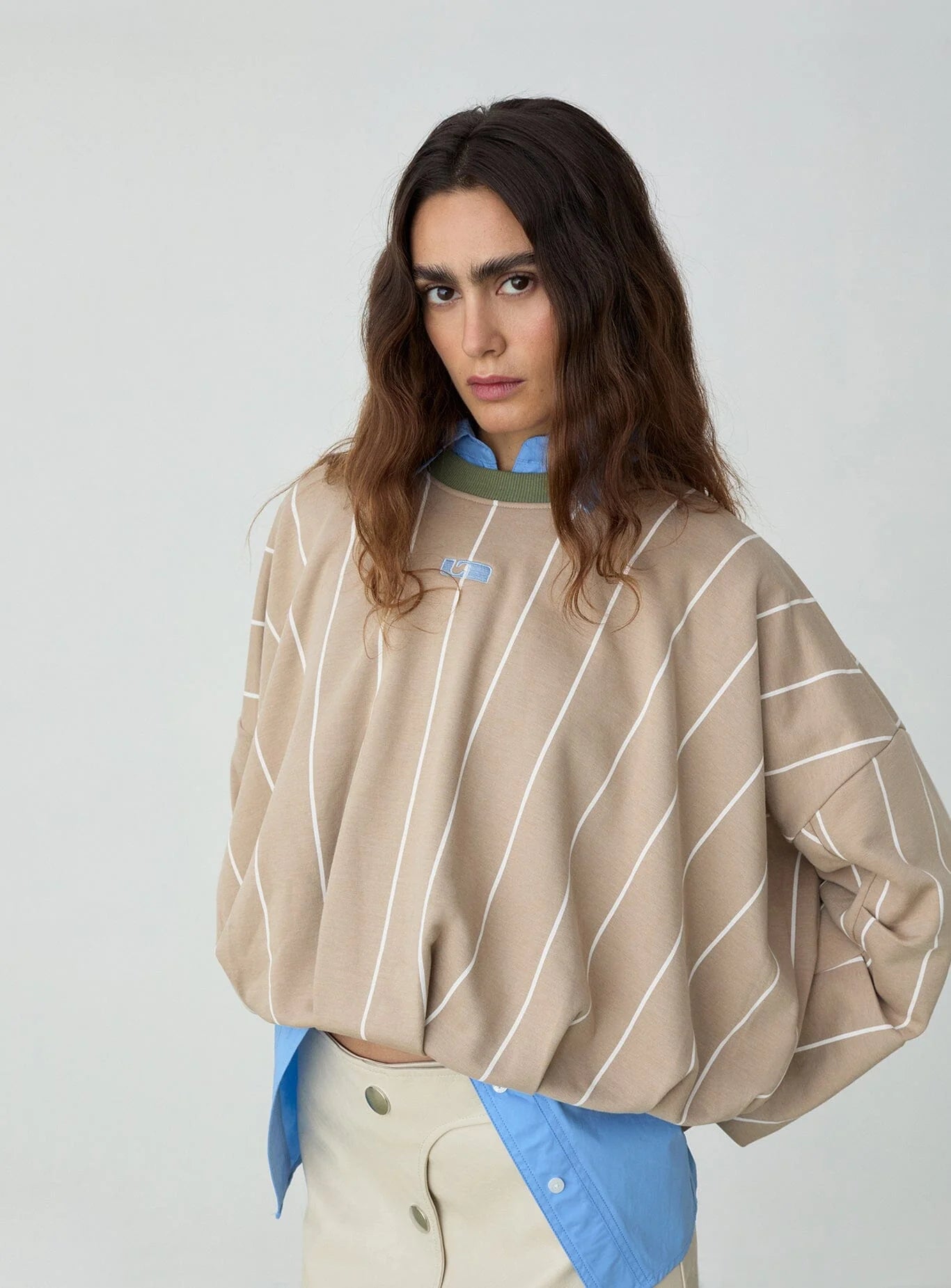 KELLY BEIGE STRIPED SWEATSHIRT