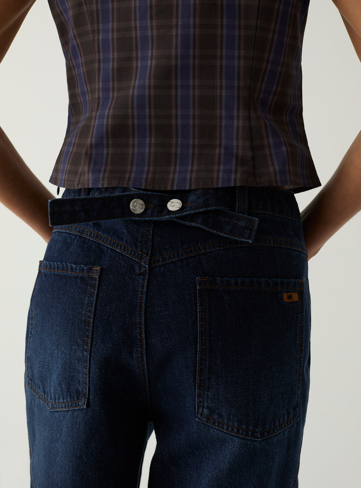 Lodo Denim Jeans by LAAGAM — women's wide-leg jeans, waistband detail