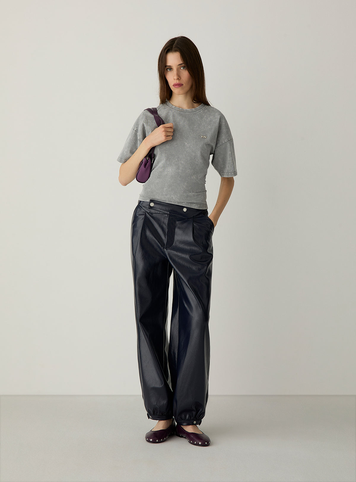 Riley Navy Balloon Pants by LAAGAM — women's wide-leg trousers at ROCĆO Studio