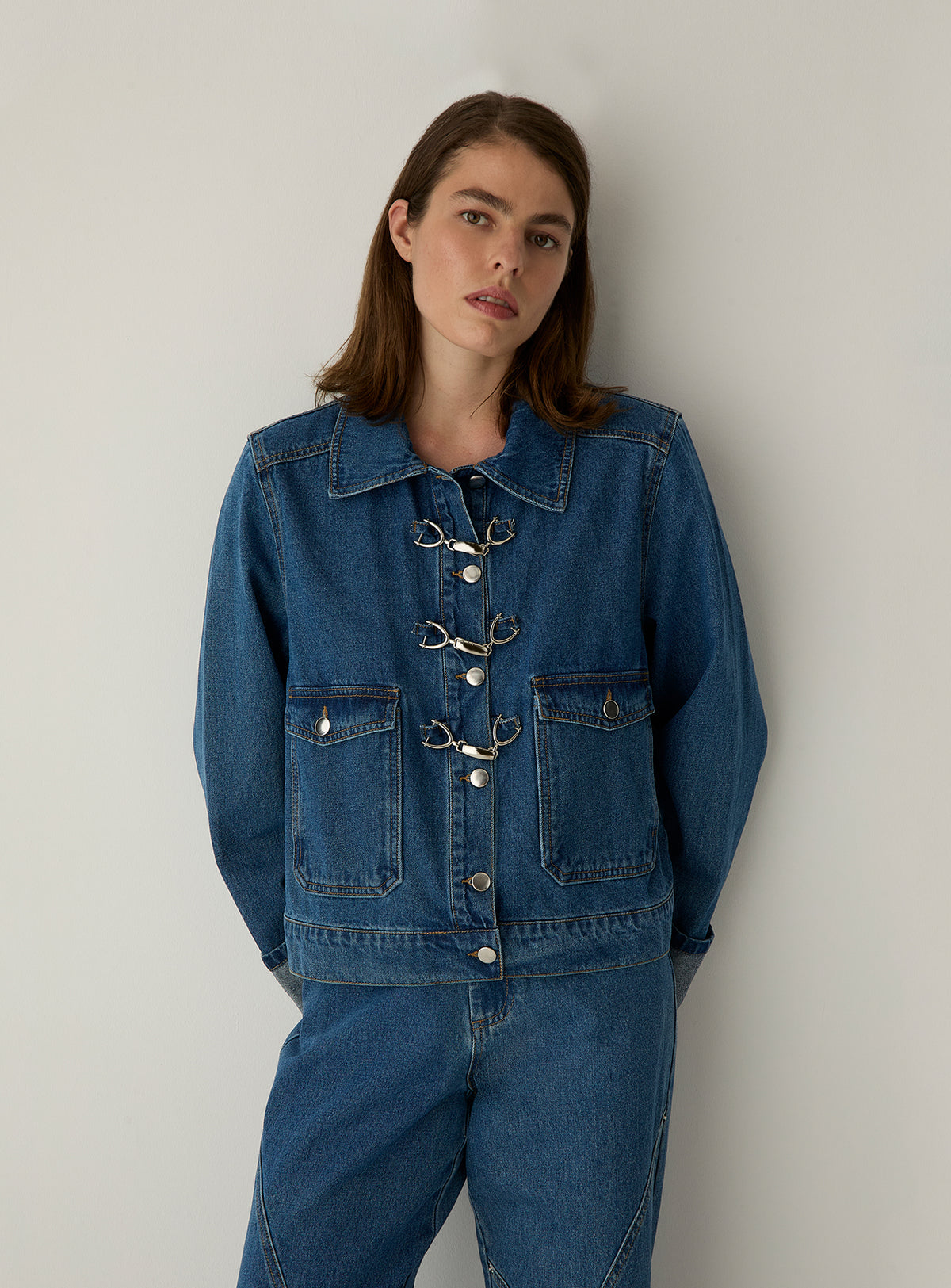 Dalston Indigo Denim Jacket by LAAGAM, women's outerwear at ROCĆO Studio