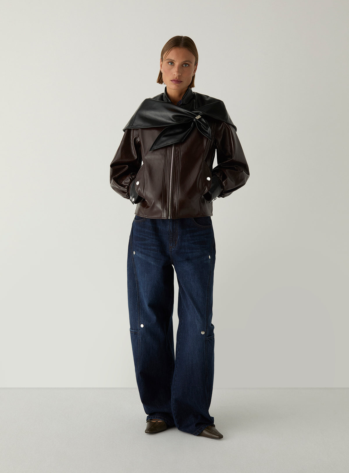Noor Brown Bomber Jacket by LAAGAM — women's bomber jacket at ROCĆO Studio