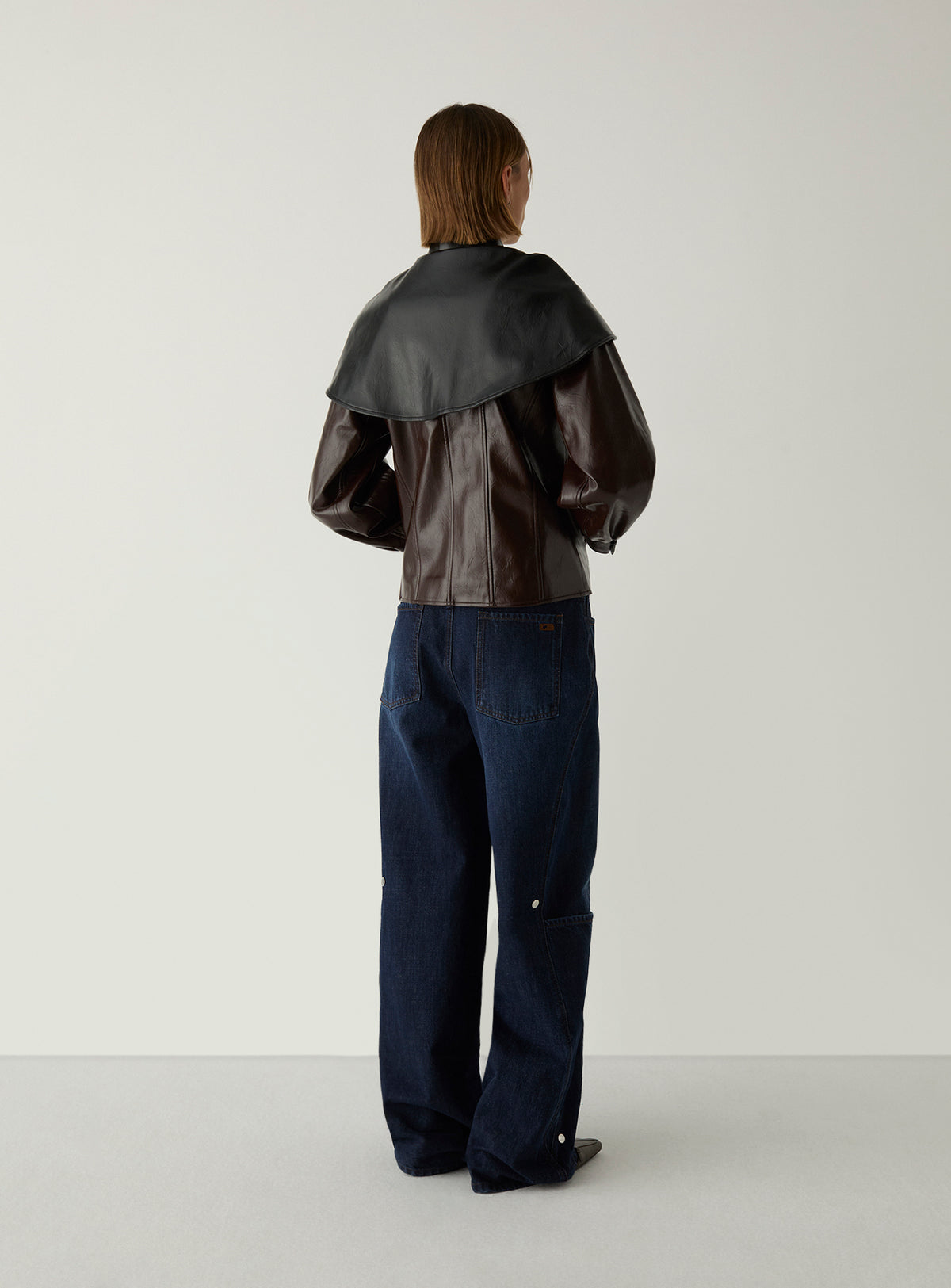 Noor Brown Bomber Jacket by LAAGAM — women's bomber jacket, back view