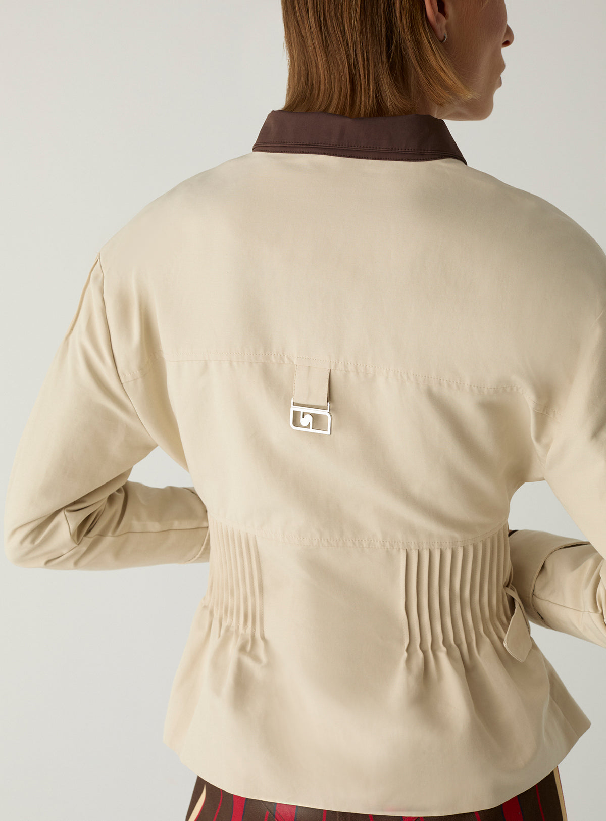 Model wearing the LAAGAM Orly Ecru Serge Jacket