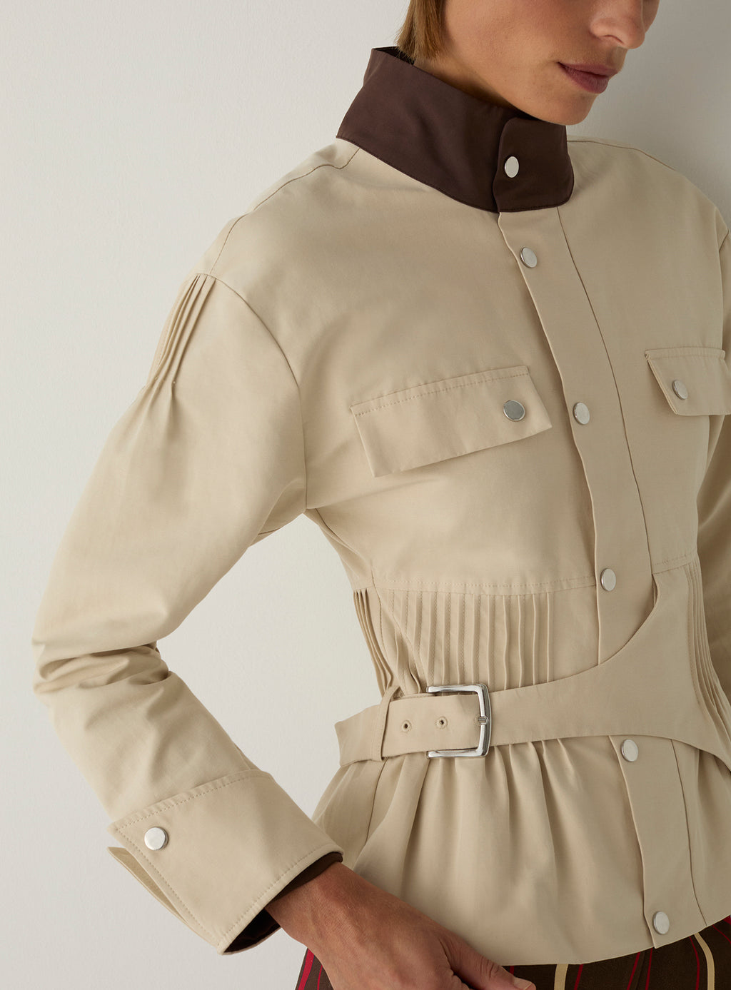 Orly Ecru Serge Jacket by LAAGAM, worn by a model