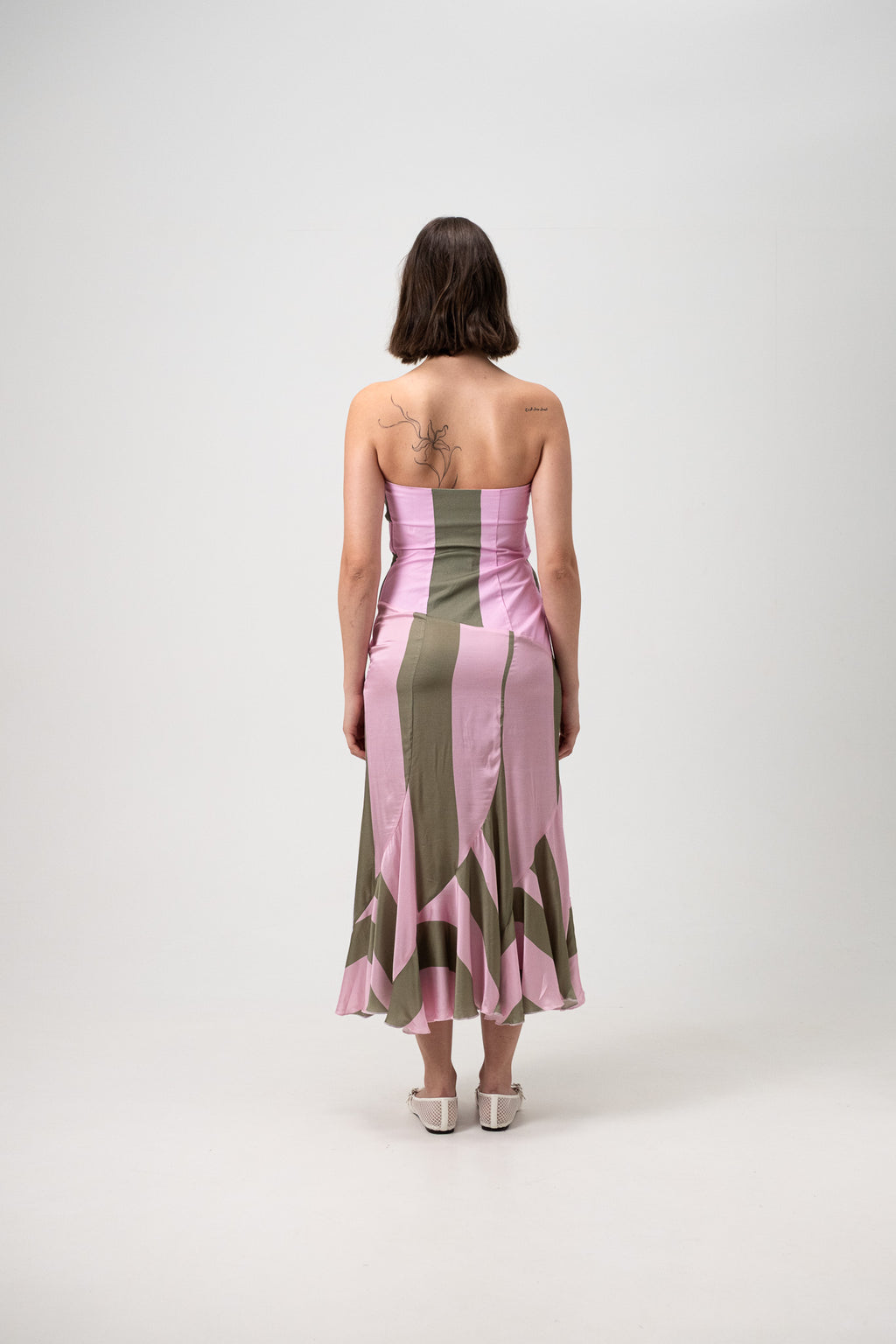 ARIA PINK STRIPED MIDI DRESS