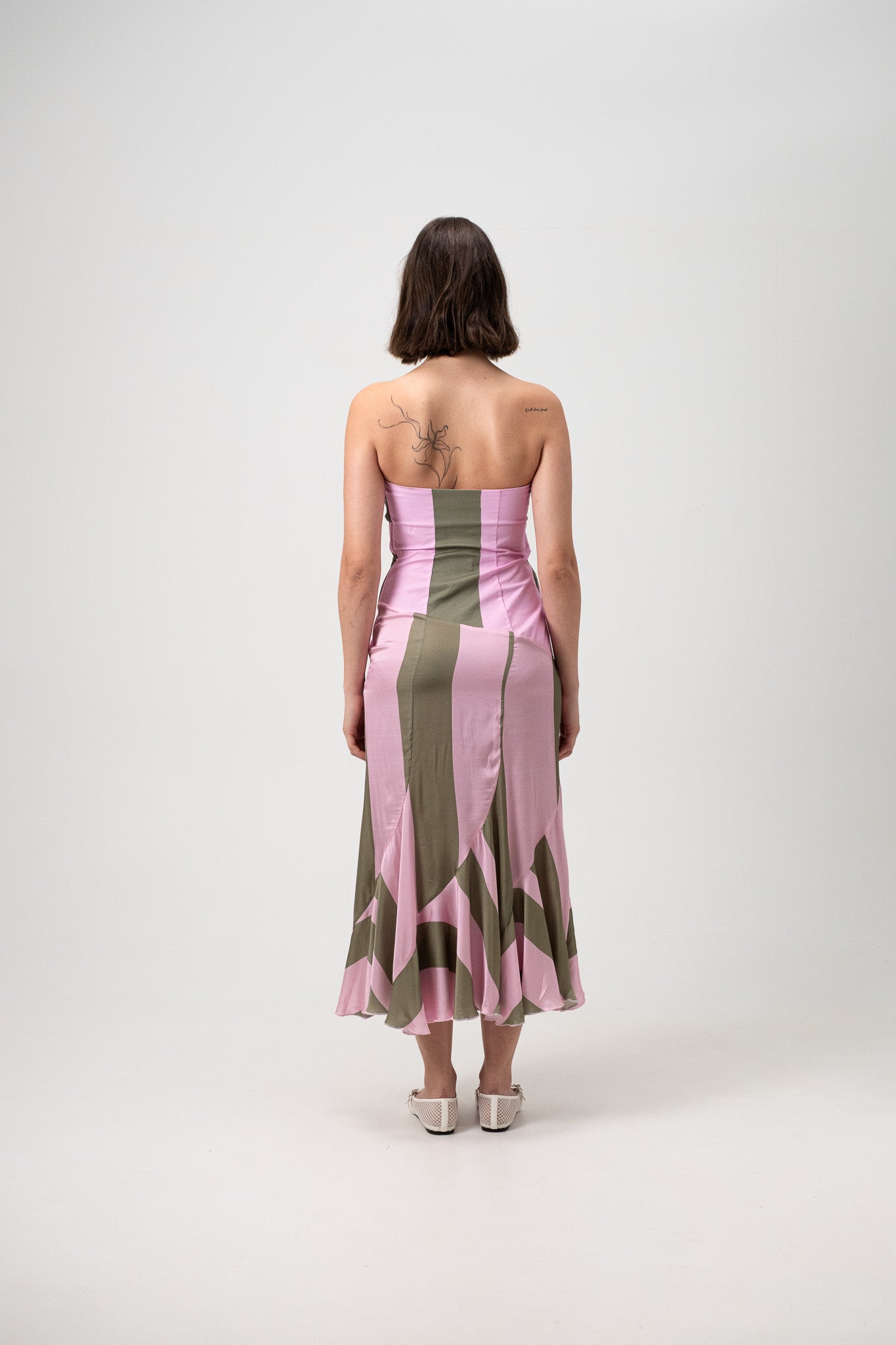 ARIA PINK STRIPED MIDI DRESS