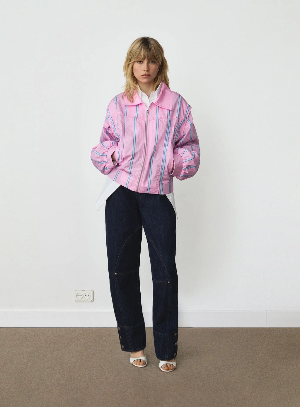 WATSON PINK STRIPED BOMBER  JACKET