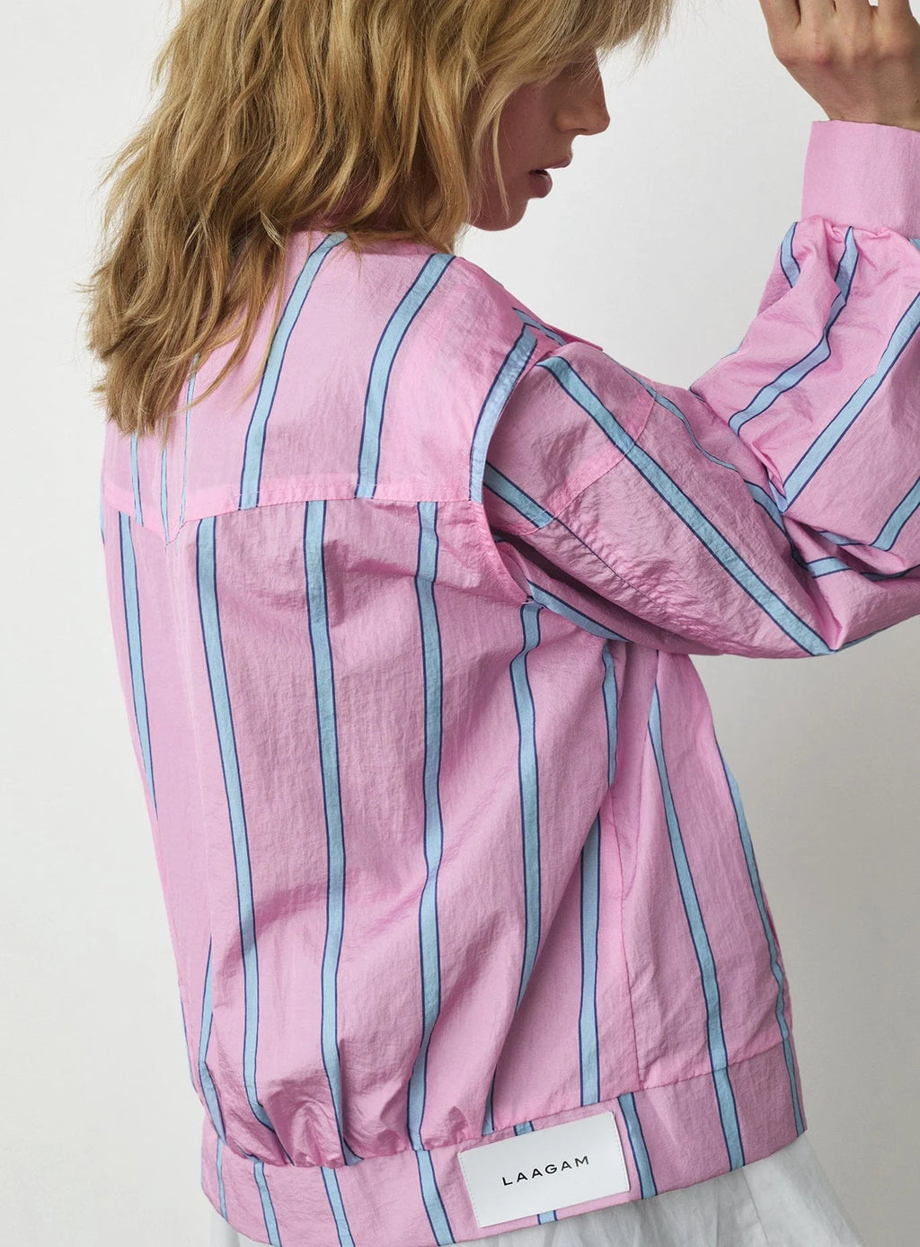 WATSON PINK STRIPED BOMBER  JACKET