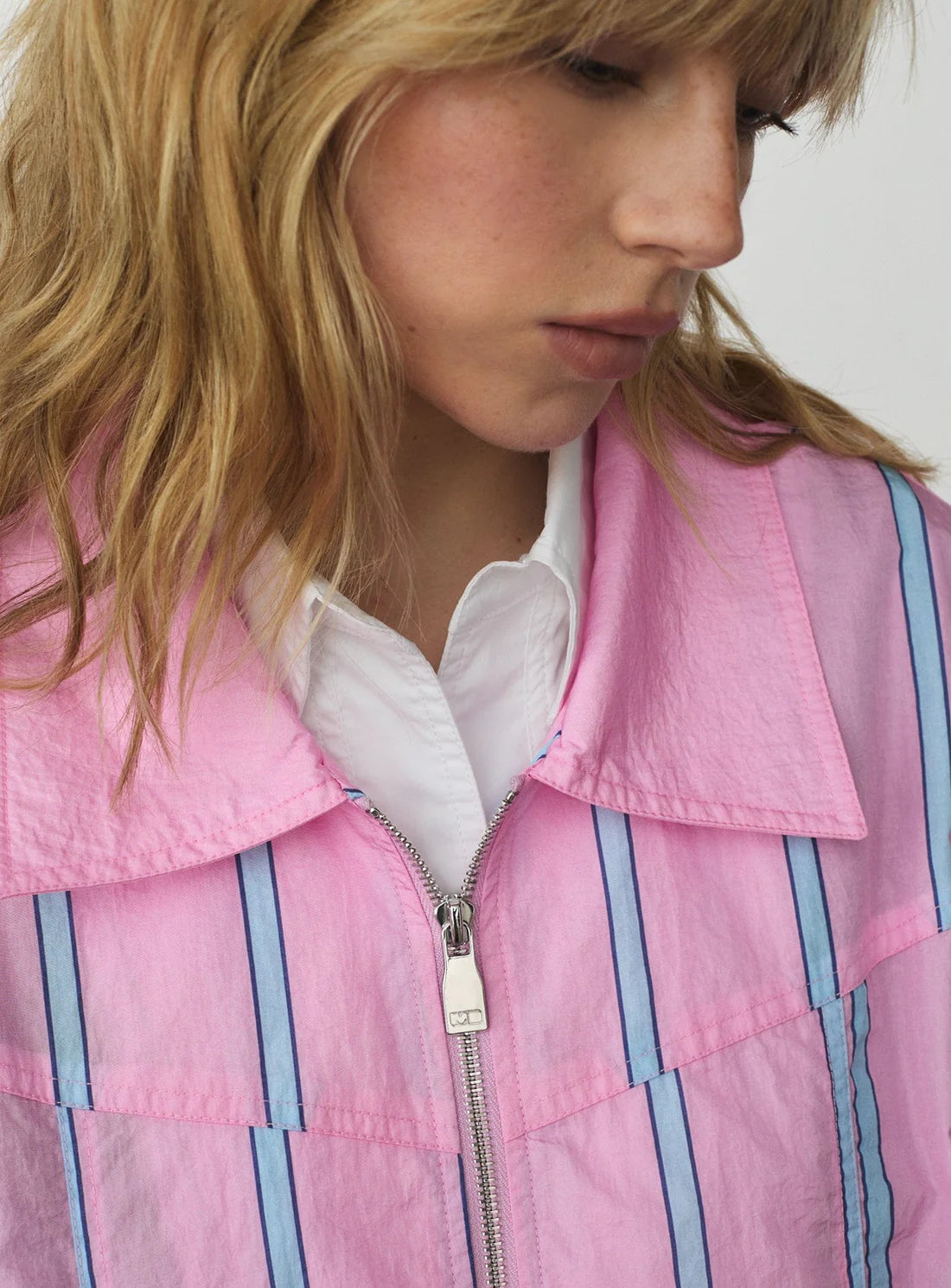 WATSON PINK STRIPED BOMBER  JACKET