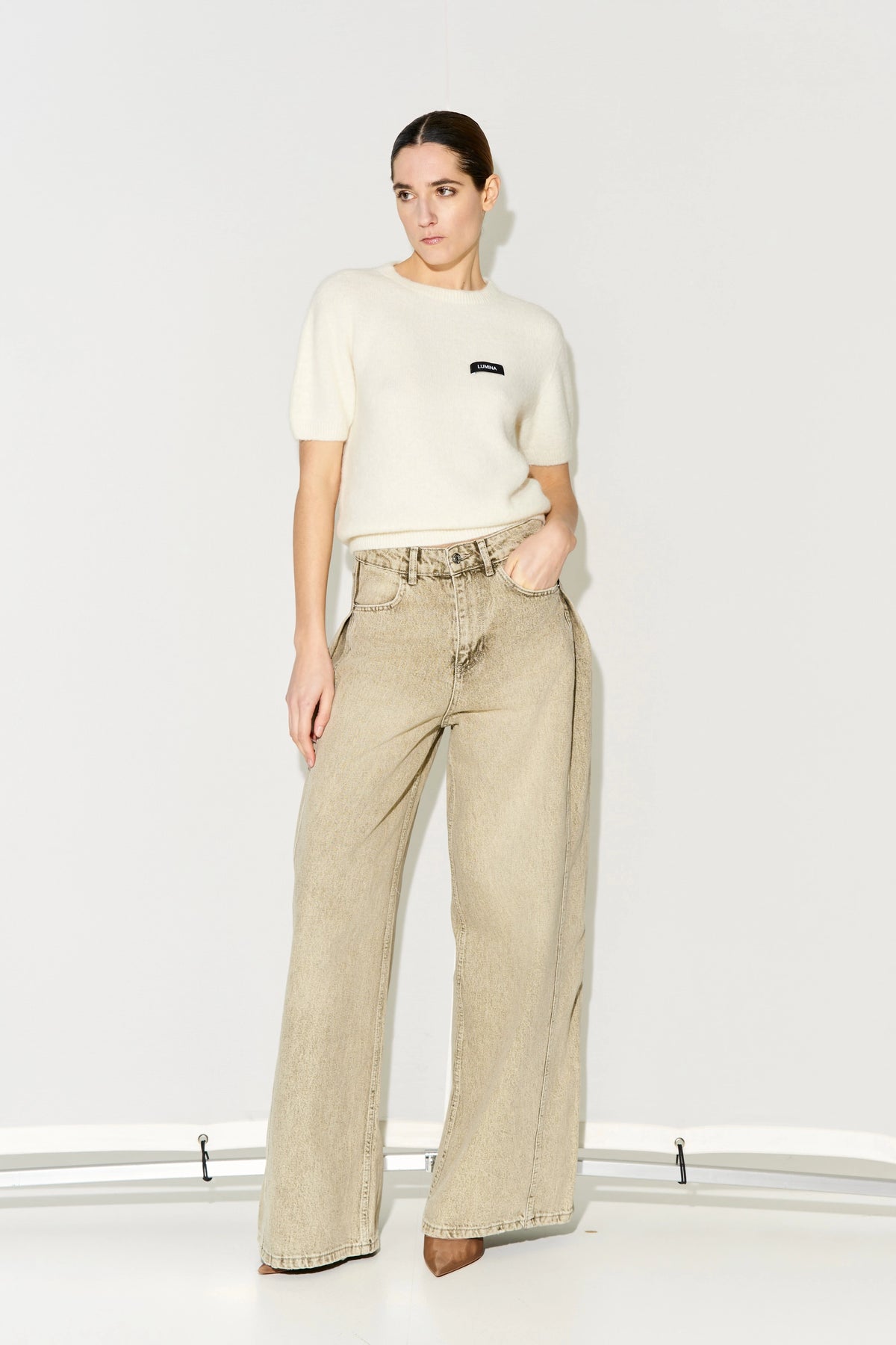 Lumina High-Waisted Jeans with Pleat Detail — women's denim