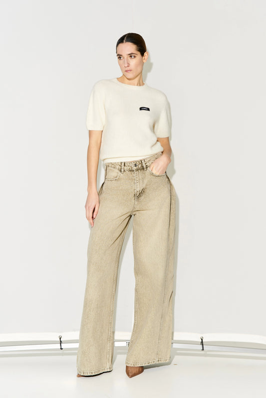 Lumina High-waisted jeans with Pleat Detail