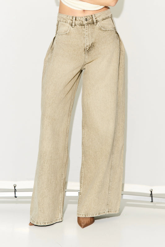 Lumina High-waisted jeans with Pleat Detail