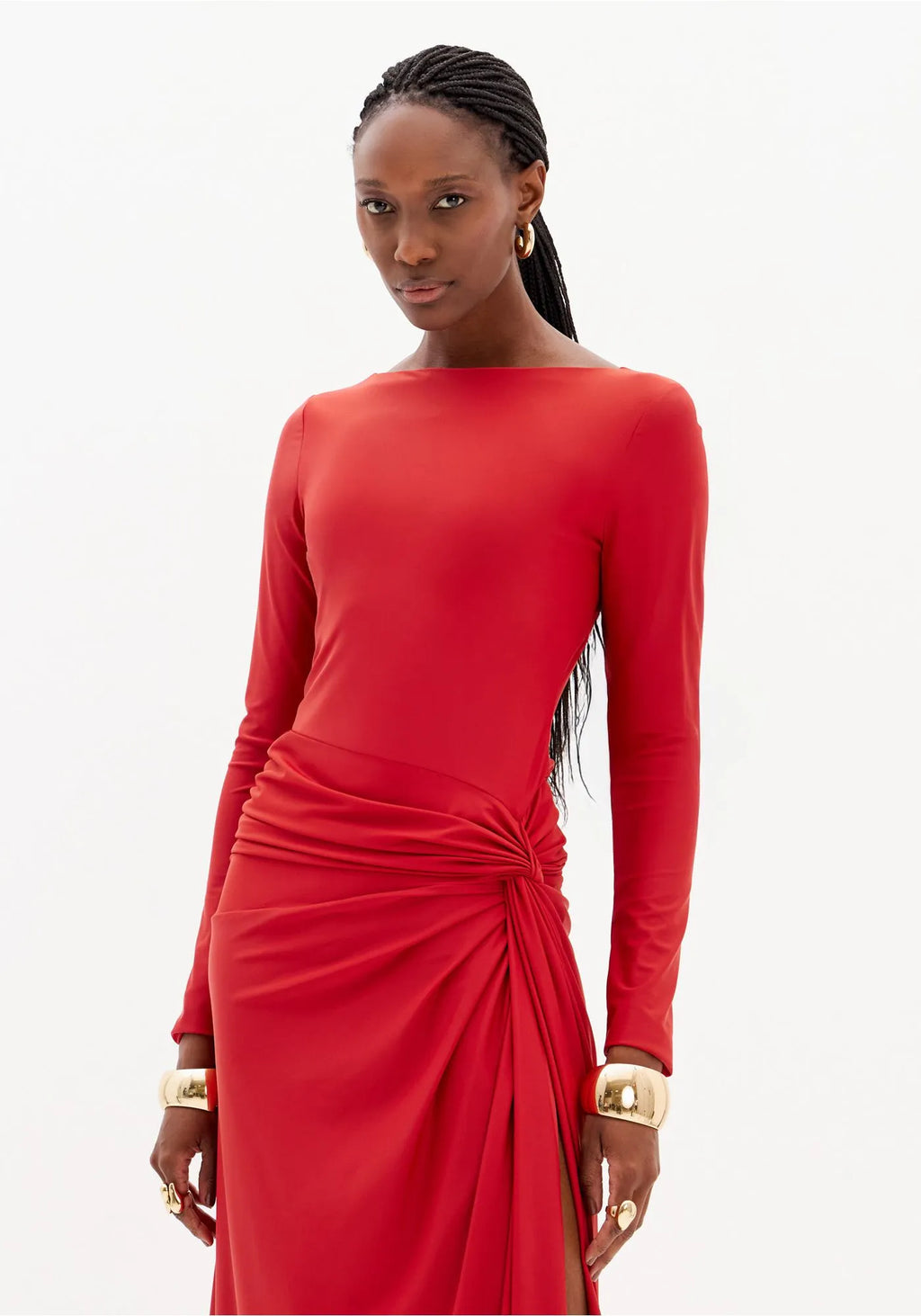 Long Dress with Twist Detail and Slit