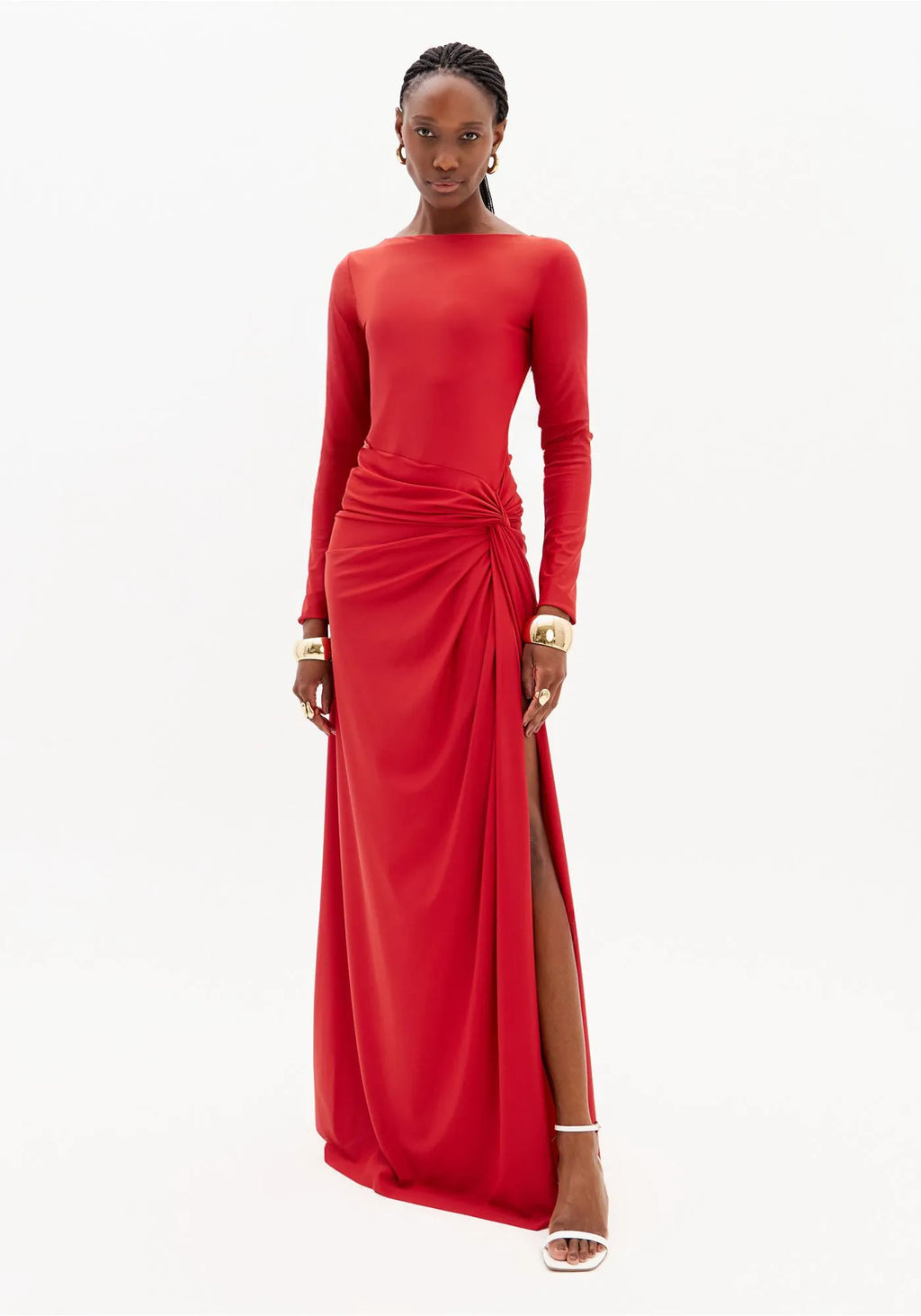 Long Dress with Twist Detail and Slit