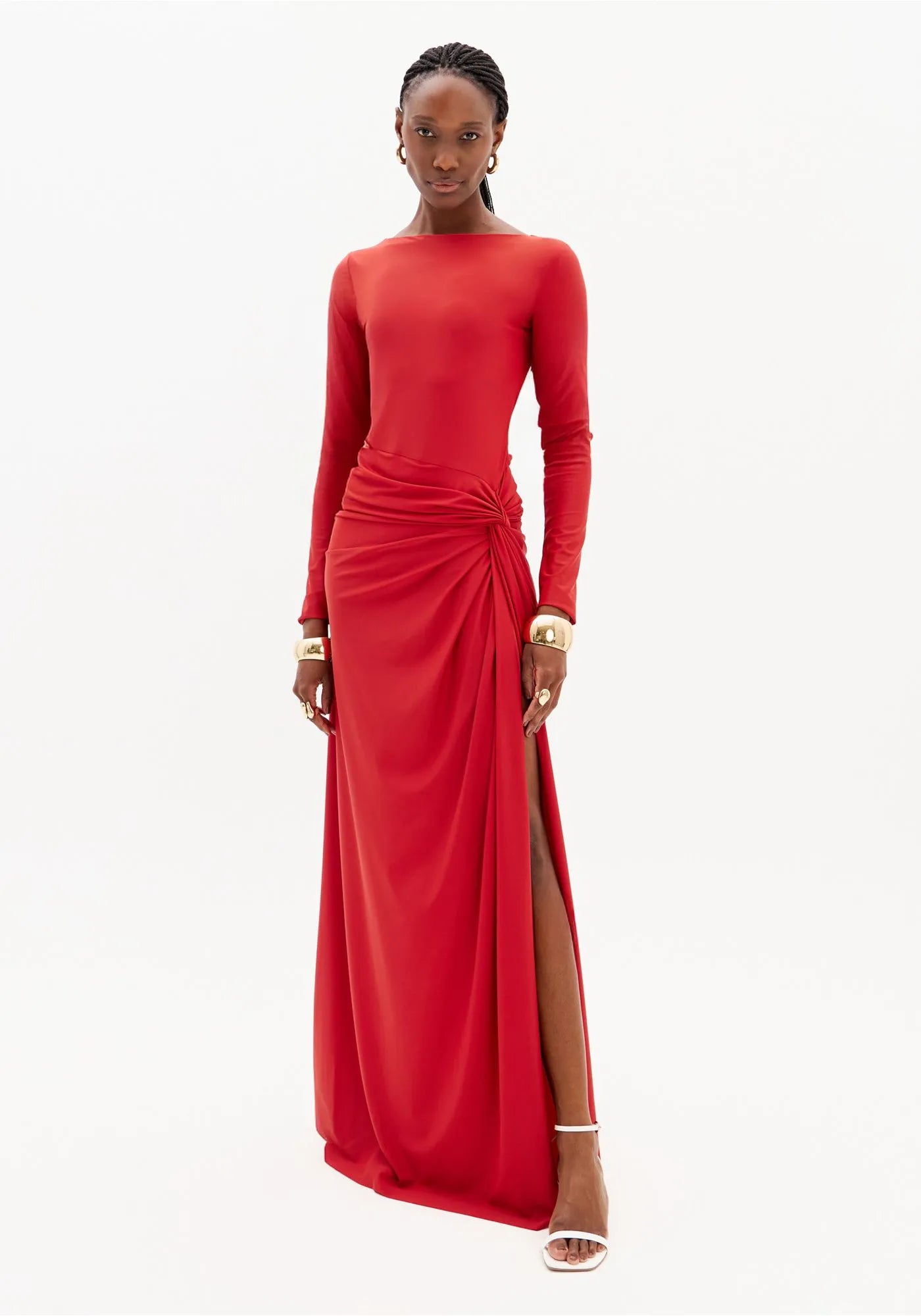 Long Dress with Twist Detail and Slit