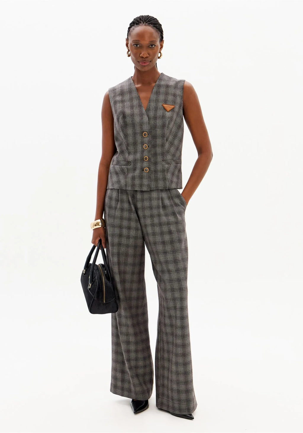 High-Waisted Straight-Leg Pants with Pockets