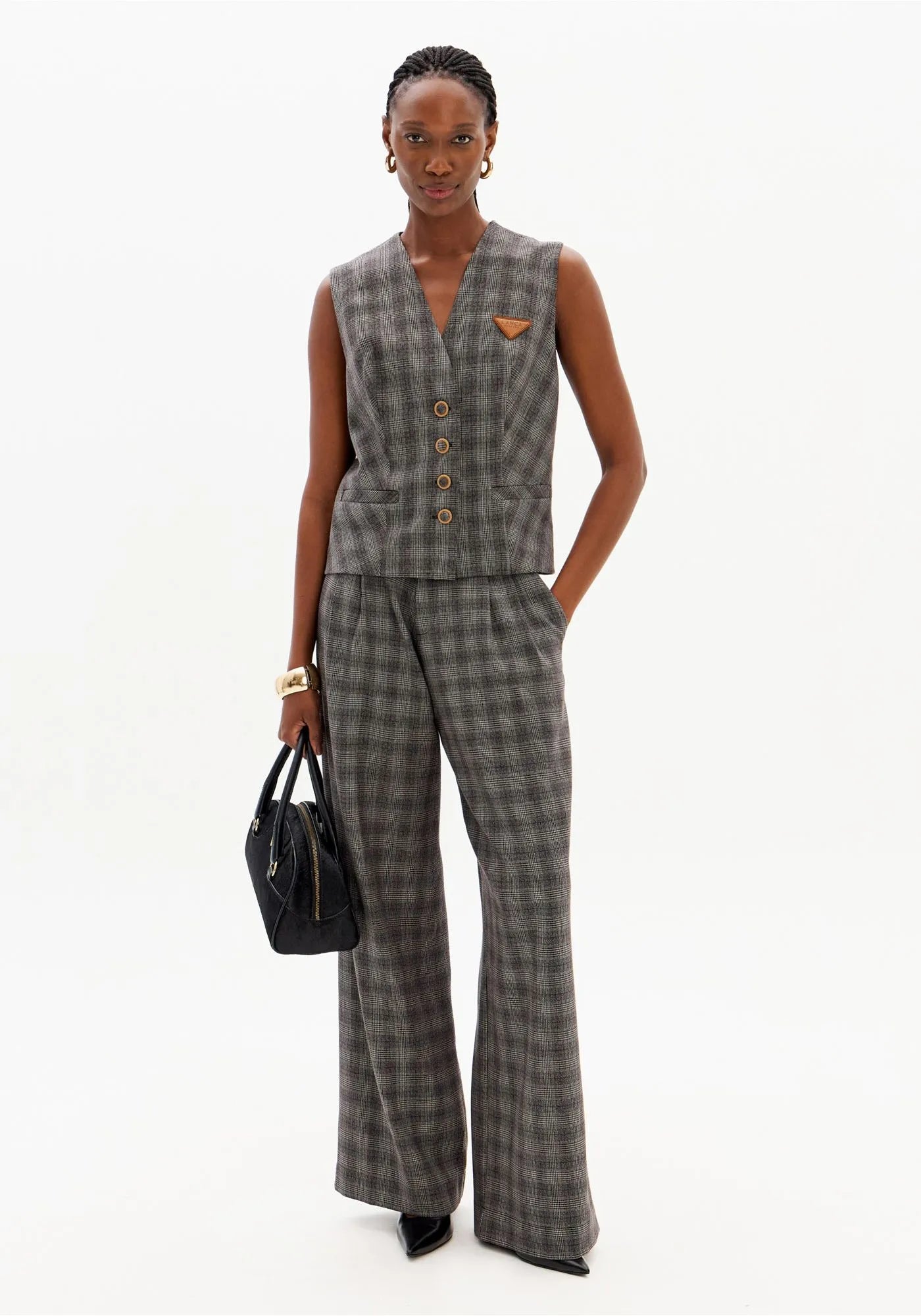 High-Waisted Straight-Leg Pants with Pockets