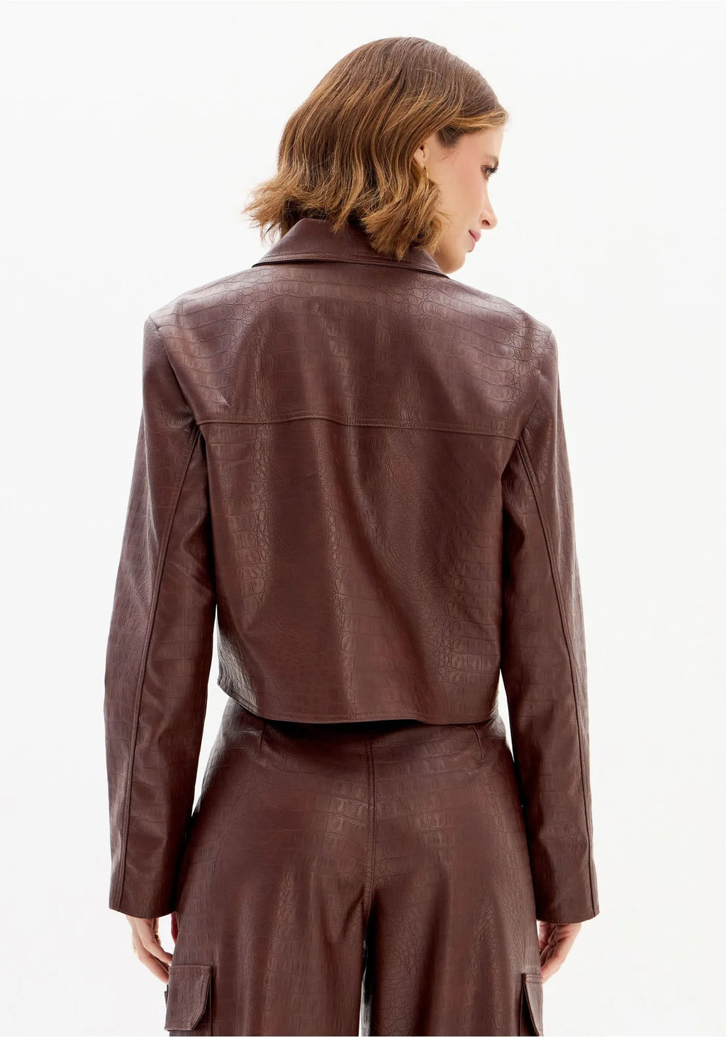 Long Sleeve Croco Jacket with Button Closure