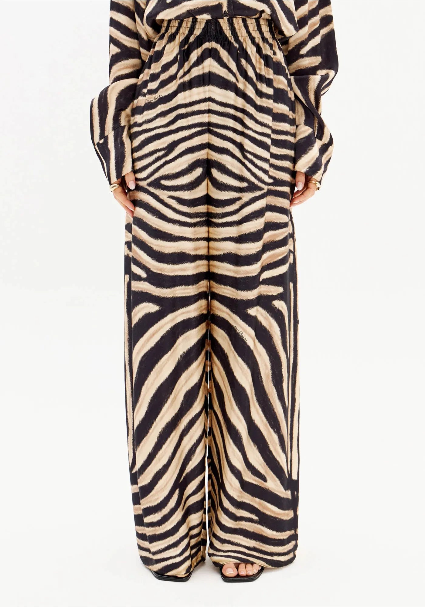 High-Waisted Wide Leg Pants with Elastic Waistband