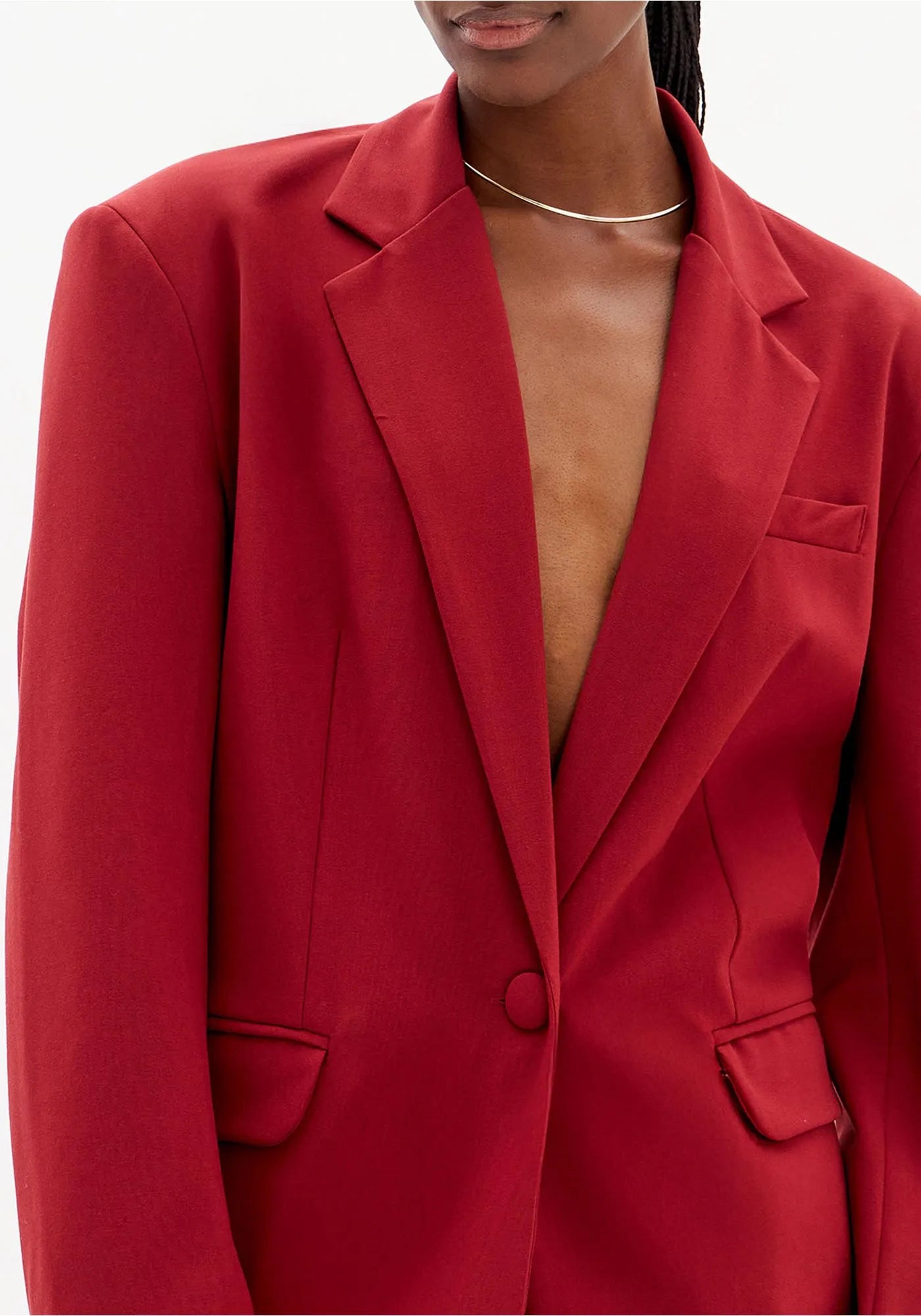 Oversized Blazer with Front Button Closure