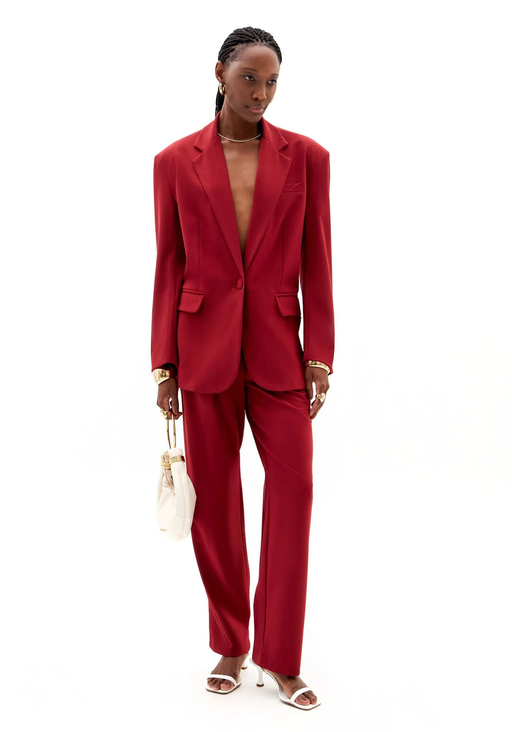 Oversized Blazer with Front Button Closure