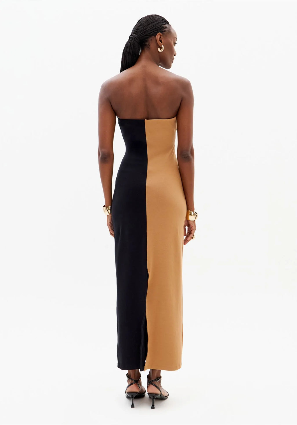 Strapless Two-Tone Super Midi Dress