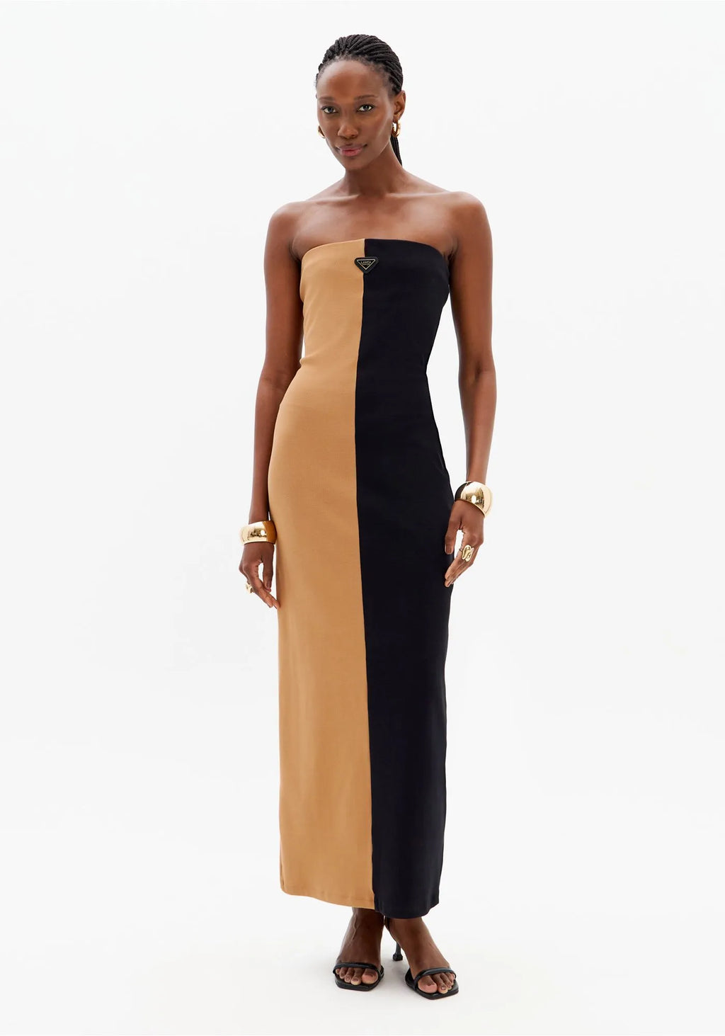 Strapless Two-Tone Super Midi Dress
